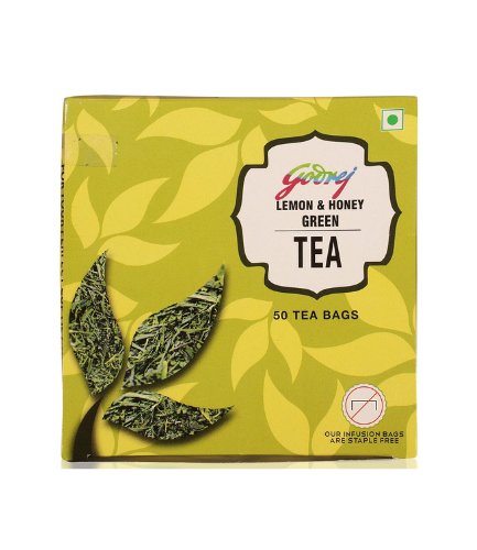 Godrej Lemon & Honey Green Tea Pack of 50 Bags - Infusion Bags for a Zesty Refreshment
