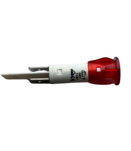 Red Pilot 250V Indicator Lamp – 120°C Heat Resistant – Ø13.5mm Head / Ø10mm Mounting Hole – Fits FIAMMA & SPINEL Machines