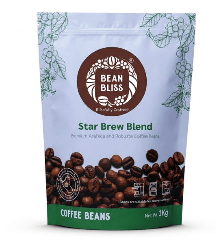 Bean Bliss Star Brew Coffee Beans – Rich & Aromatic Medium Roast Arabica & Robusta Blend