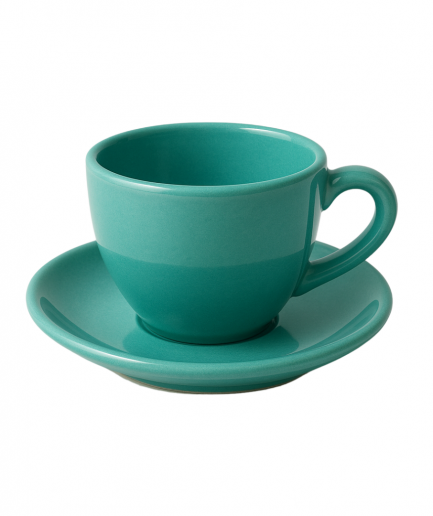 Bean Bliss Turquoise Blue Barista Friendly Stoneware Cappuccino & Latte Cup with Saucer – Microwave & Dishwasher Safe, Lead-Free – Set for Coffee Shop, Home, Office, Cafes, Restaurants 90ml