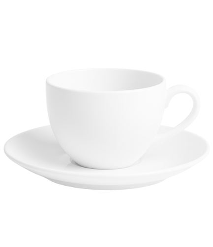 Bean Bliss 200ml Barista Friendly White Stoneware Cappuccino & Latte Cup with Saucer – Microwave & Dishwasher Safe, Lead-Free – Set for Coffee Shop, Home, Office, Cafes, Restaurants