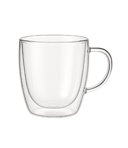 Bean Bliss Double Wall Insulated Glass Coffee Mugs with Handle Perfect for Latte, Espresso, Cappuccinos, Tea, Hot & Cold Beverages 250ml