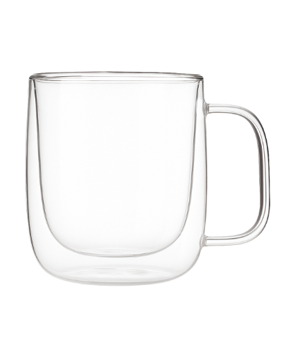 Bean Bliss Double Wall Glass Coffee Mugs with Handle, Insulated Espresso Cups, Clear Cappuccino & Teacups Heat Resistant for Hot & Cold Beverages 270ml