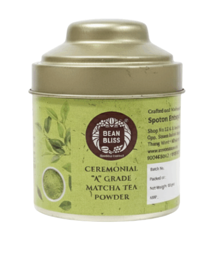 Bean Bliss Ceremonial Grade A Matcha Green Tea Powder (50gms) – Premium Japanese Ground Green Tea – Rich in Antioxidants – Smooth, Earthy Flavor – Ideal for Lattes, Smoothies & Traditional Whisking