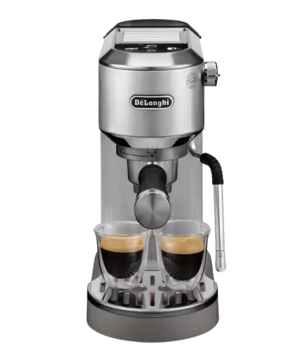 De’Longhi Dedica Duo EC890 Metalic New Espresso Machine – Stainless Steel Espresso Maker with Touch Display & Upgraded milk frother Steam Wand, Espresso, Cold Brew, Iced & Cold Coffee, Cappuccino, Latte & More